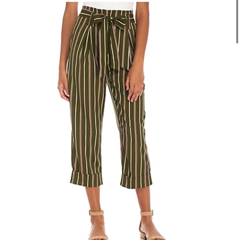 J.O.A. Tie Waist Fine Stripe Pant